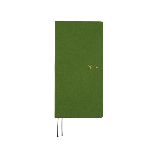 HOBONICHI  Notebook, 2026 Weeks, English Edition, Colors/Antique Green, Starts from January, Weekly Notebook, Weekly Lift, Slim and