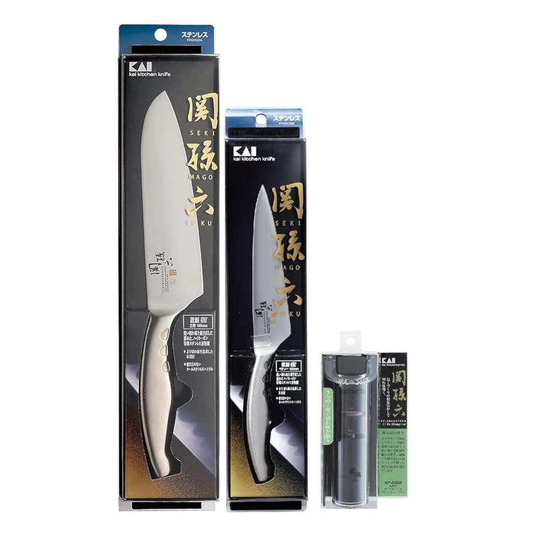 Kai Handmade Genesis Value 3 Piece Set [, Santoku, AB  5100 from Slicing AB  5121  Diamonds & seramikkusya-puna- AP 0308]