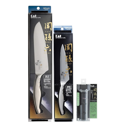 Kai Handmade Genesis Value 3 Piece Set [, Santoku, AB  5100 from Slicing AB  5121  Diamonds & seramikkusya-puna- AP 0308]